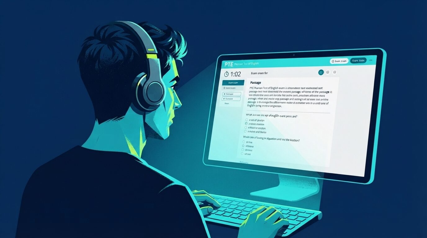 PTE Academic ekran başında deneme çalışması